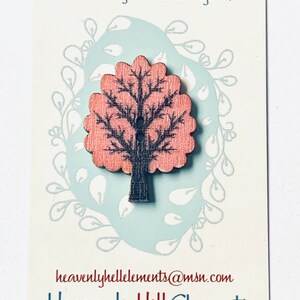 Pink tree wood Needle minder Enamel magnetic for cross stitch or embroidery nature thread keeper autumn tree bright needle minder