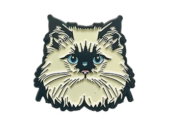 White Cat Needle Minder: Enamel Magnetic Thread Keeper