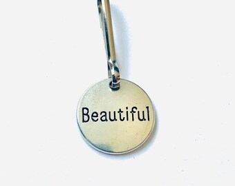 Beautiful zipper pull charm, antique silver inspirational charm, purse and backpack charm, gift for mom