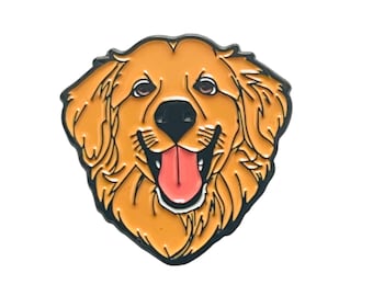 Golden Retriever Enamel Needle Minder: Magnetic Dog Thread Keeper
