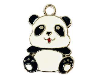 Panda needle minder, animal magnet gift, Enamel magnetic needle minder magnetic for cross stitch or embroidery thread keeper set, Smiling