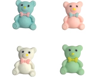 Teddy Bear Magnets: Resin Office Decor, Pastel Colors - Set of 4