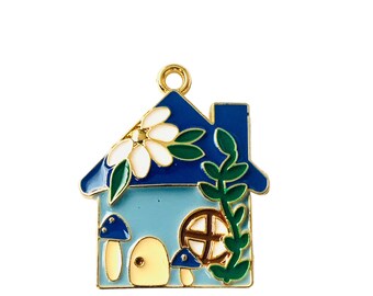 Blue house Needle minder, housewarming gift, magnetic for cross stitch or embroidery thread keeper set fancy house magnet