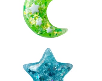 Celestial magnet set, moon and star magnets, celestial star set of 2, celestial home decor set 3