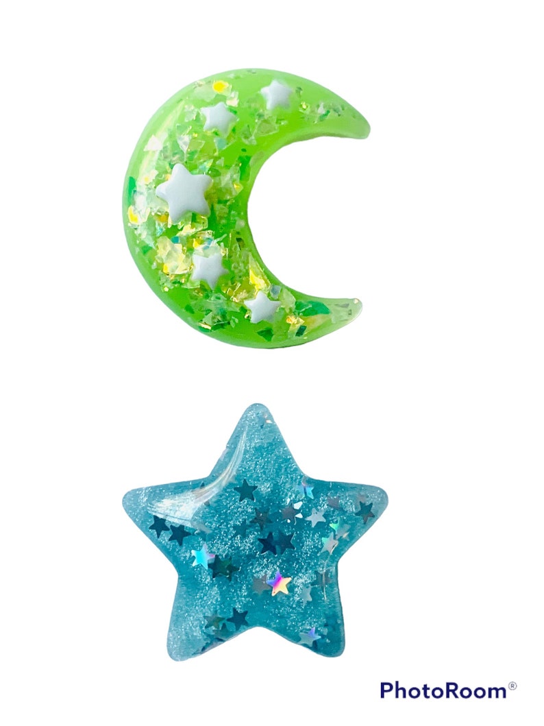 Celestial magnet set, moon and star magnets, celestial star set of 2, celestial home decor set 3 image 1