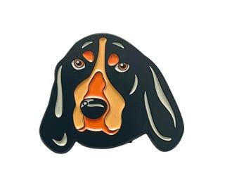 Dachshund Dog Enamel Needle Minder: Magnetic Cross Stitch Thread Keeper