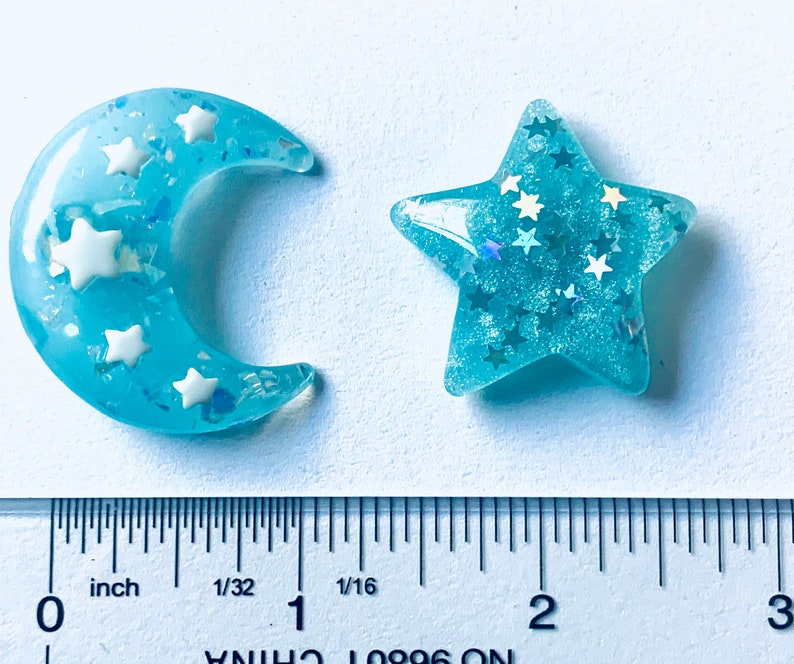 Celestial magnet set, moon and star magnets, celestial star set of 2, celestial home decor set 3 image 2
