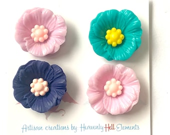 Harzblumen-Magnete: 4er-Set, bunt gemischt