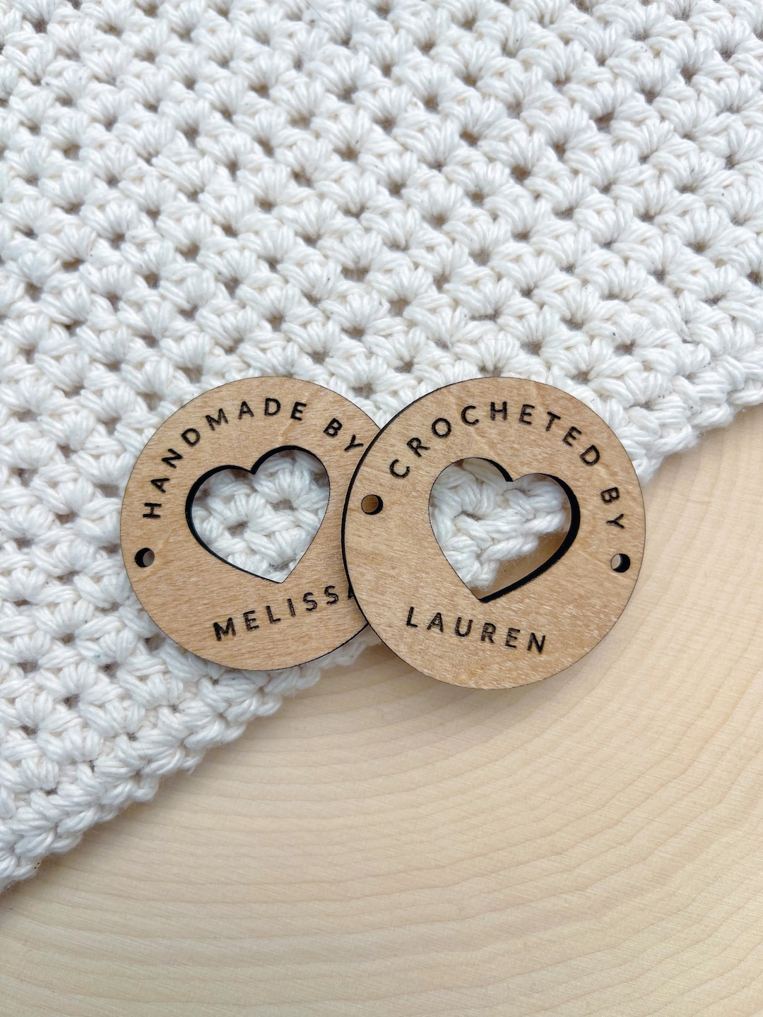 1.75 Personalized Heart Labels, Custom Crochet Tags, Crochet Labels ...