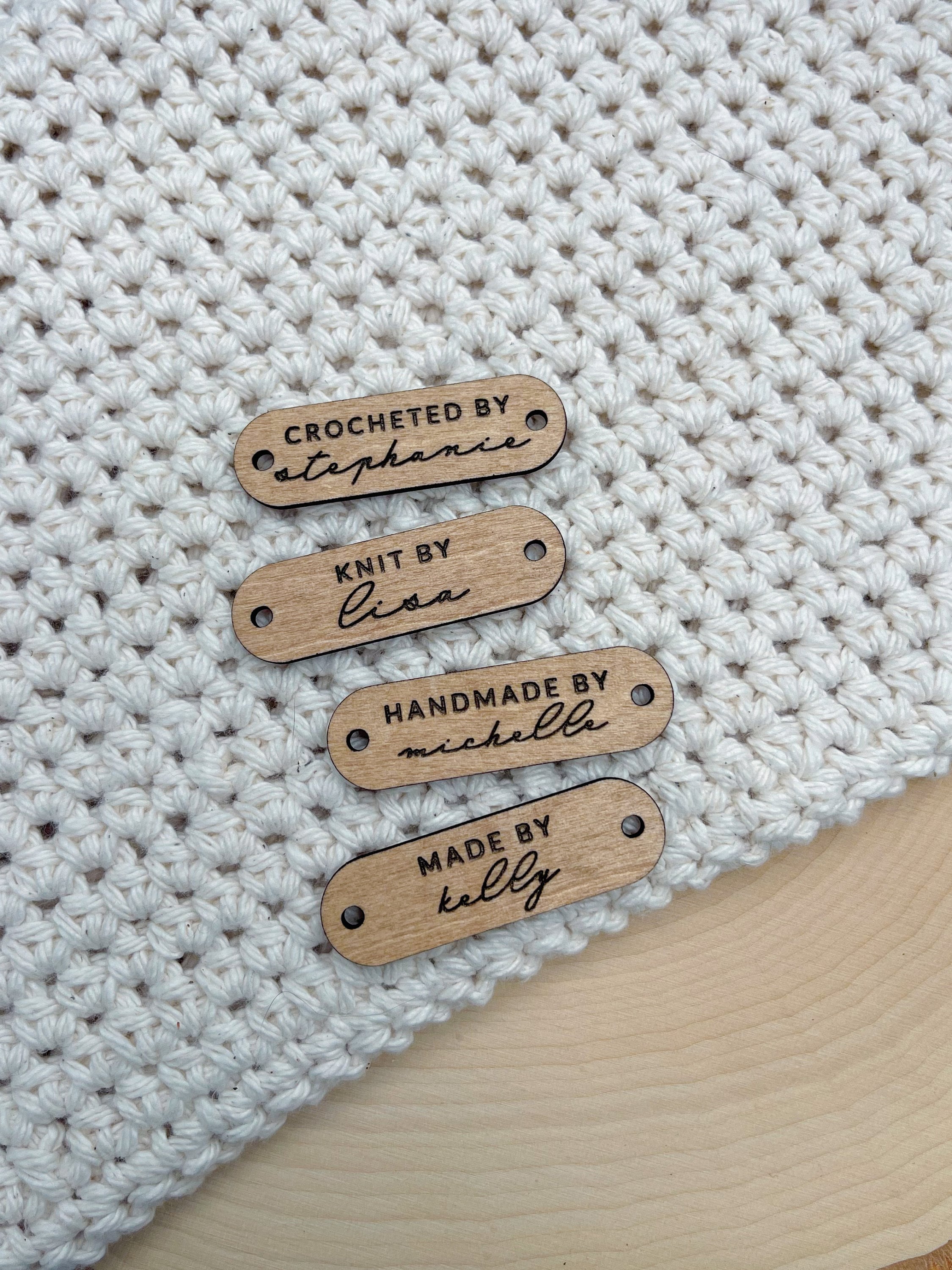 1.75 Personalized Flower Labels, Custom Crochet Tags, Crochet Labels  Personalized, Tags for Handmade Items 