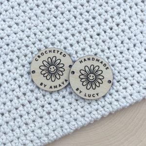 1.75" Personalized Handmade Labels, Custom Crochet Tags, Crochet Labels, Tags for Handmade Items