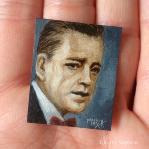 Mini Humphrey Bogart Portrait Painting, Framed