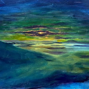 Blue Hill Overlook, Cadillac Mountain, sunset plein air painting from Acadia National Park
