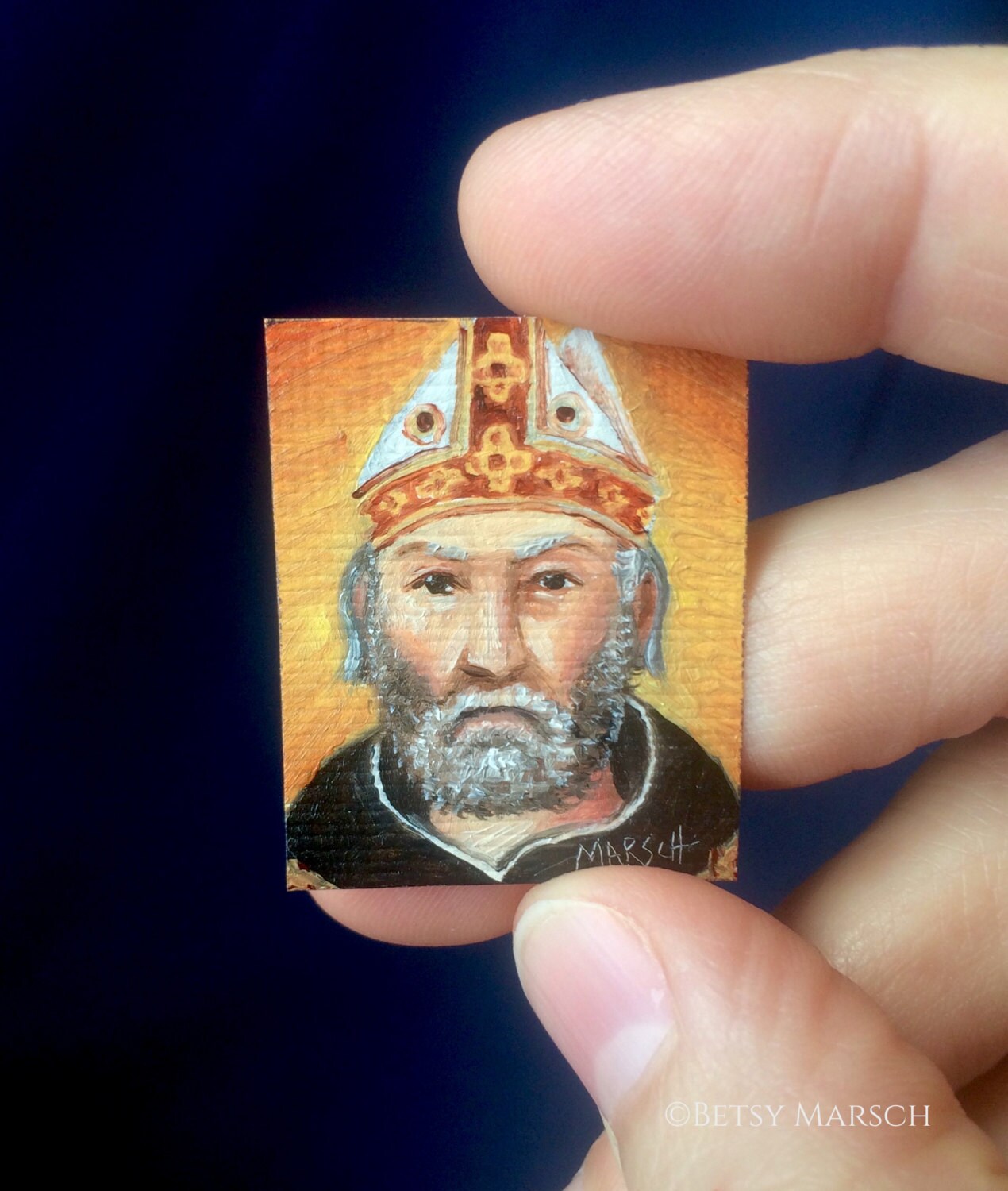 Mini Saint Augustine Of Hippo Portrait Painting Etsy