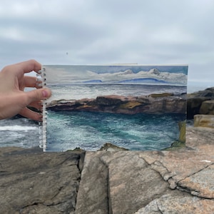Schoodic Peninsula watercolor painting, plein air at Acadia National Park