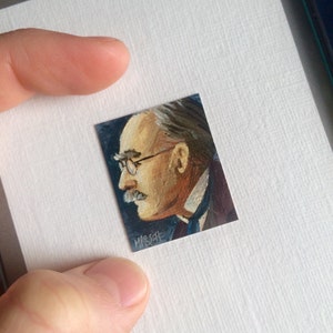 Mini Rudyard Kipling Portrait Painting, Framed