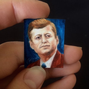 Mini JFK Portrait Painting, Framed
