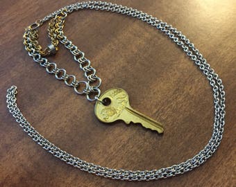 Key Necklace - Chainmaille, mixed metal, long