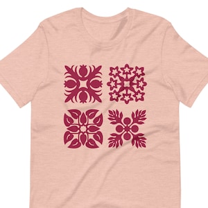 Hawaiian Quilt Pattern Quad T-shirt (unisex fit), Hawaiiann quilt patterns and designs, Hawaiian quilt block tee