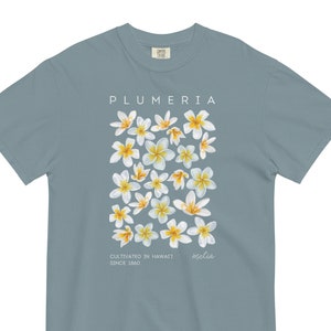 Plumeria Cultivated in Hawaii 1860 T-shirt (Unisex garment-dyed heavyweight t-shirt)