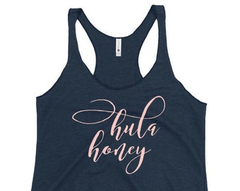 Hula Honey Women's Racerback Tank, Hawaiian Hula Hunny Tank Top, Hula Girl Hawaiian Shirt