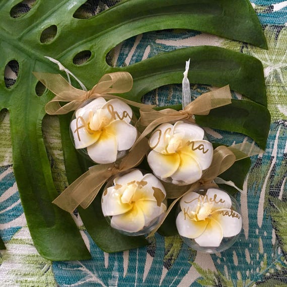 Hawaiian Christmas Ornaments Set Of 4 Hawaii Gift Mele Etsy