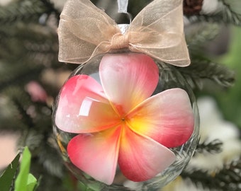 Very Merry Red Plumeria Ornament, Personalized Ornament, Hawaii Ornament, Hawaii Gift, Aloha Gift, Plumeria Ornament, Hawaii Christmas