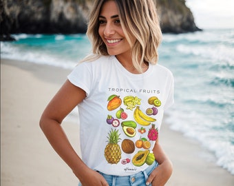 Tropical Fruit Sketches T-shirt (unisex fit), Exotic Fruit Graphic Tee