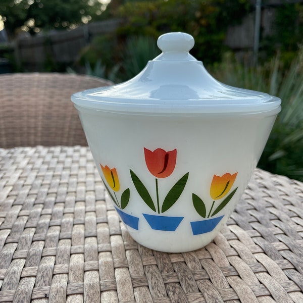 Tulip Fire King Grease Jar Etsy