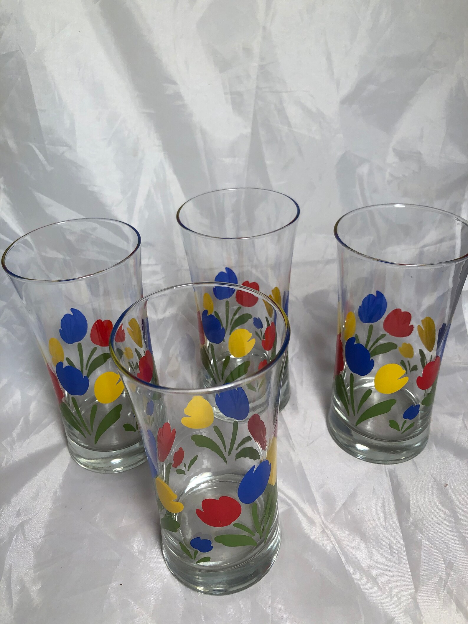 Vintage Libby drinking glasses with tulips Etsy
