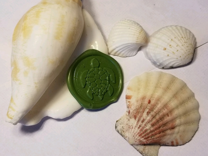 Sea Turtle Wax Seal Peel and Stick Made to Order Elegant Wedding Birthday shell Graduation ocean fish letter Premade Stickers water sea