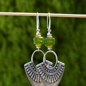 Long Bohemian Ethnic Earrings in Silver Zamak with Berber Inspiration, stunning earrings dangle, Handmade Tribal Jewelry, Spanish Gift Jewel image 6