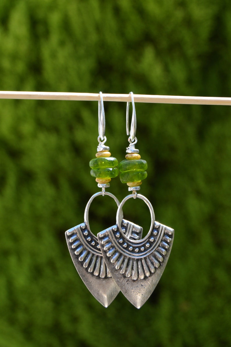 Long Bohemian Ethnic Earrings in Silver Zamak with Berber Inspiration, stunning earrings dangle, Handmade Tribal Jewelry, Spanish Gift Jewel image 6