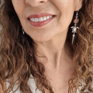 Boucles d'oreilles tortue de mer pendantes, bijoux d'inspiration océanique, bijoux bohème pour femmes, bijoux Ibiza, à pointes image 9