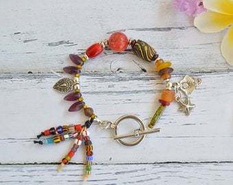 Ocean-bedelarmband: African Trade-kralen, mantarog, zeester