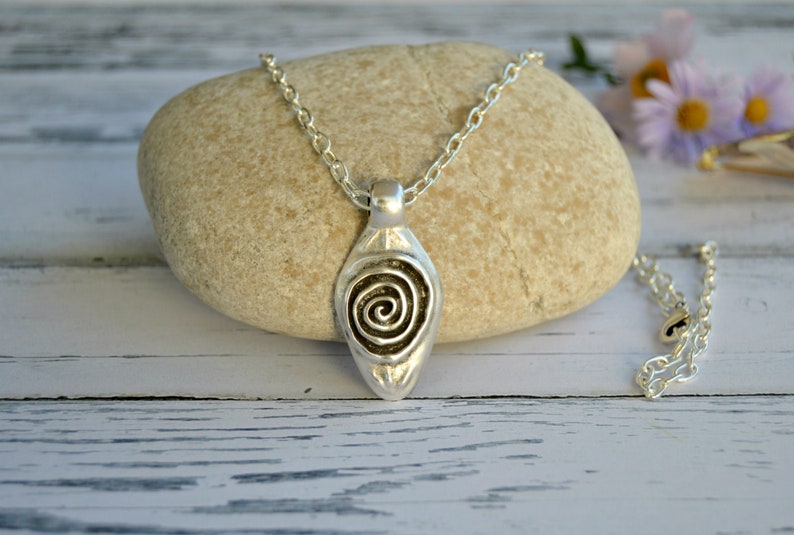 Celtic spiral necklace, chain necklace with pendant, ethnic rustic necklace, irish gift, Spanish handmade jewelry, gift under 50 for her image 1