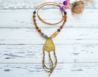 Krobo-kralenketting: etnische berberhanger, Afrikaanse tribale sieraden