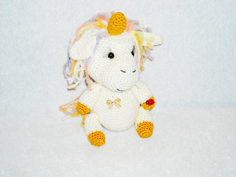 Unicorn crochet toy Plush soft baby toy Unicorn baby shower Unique rainbow baby congratulations gender reveal present Unicorn photo props image 5