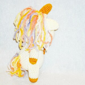 Unicorn crochet toy Plush soft baby toy Unicorn baby shower Unique rainbow baby congratulations gender reveal present Unicorn photo props image 6