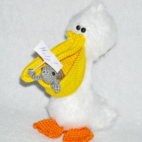 Amigurumi pelican crochet  Fish Stuffed Animal Pelican crochet toy bird decoration plush kawaii pelican baby shower gift