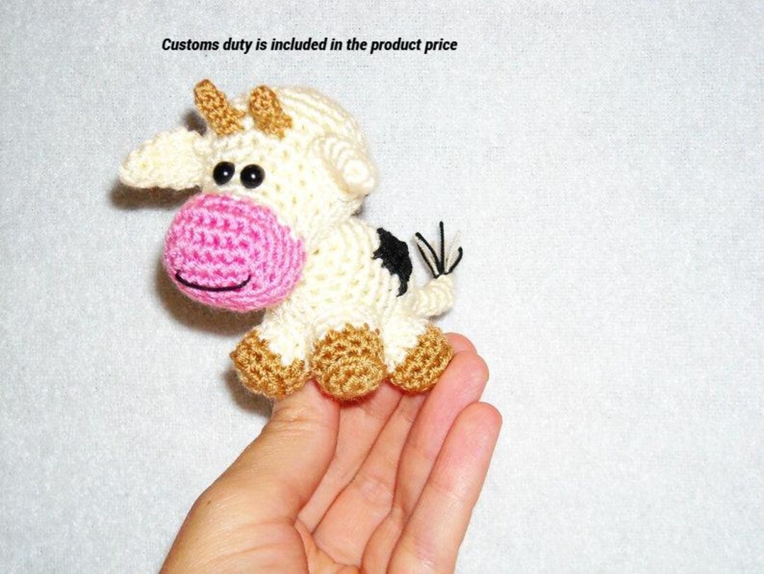 Handgehäkelte Highland Cow Kuh – Mini Strickpuppe Mit Positiver Energie-Karte – Emotionaler Support Kuscheltier – Stressabbau – Pocket Hug – Perfektes Geschenk Für Frauen, Freunde & Studenten