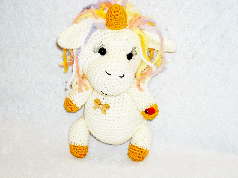 Unicorn crochet toy Plush soft baby toy Unicorn baby shower Unique rainbow baby congratulations gender reveal present Unicorn photo props image 2