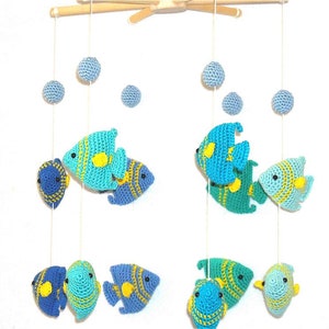 Baby mobile ocean mobile boy fish nautical mobile crochet crib nursery decor mobile baby shower newborn ceiling mobile crochet
