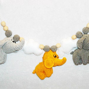 Crochet elephant chain stroller elephant personalized baby mobile hanging  crochet pram chain car seat toy newborn shower gift newborn toys