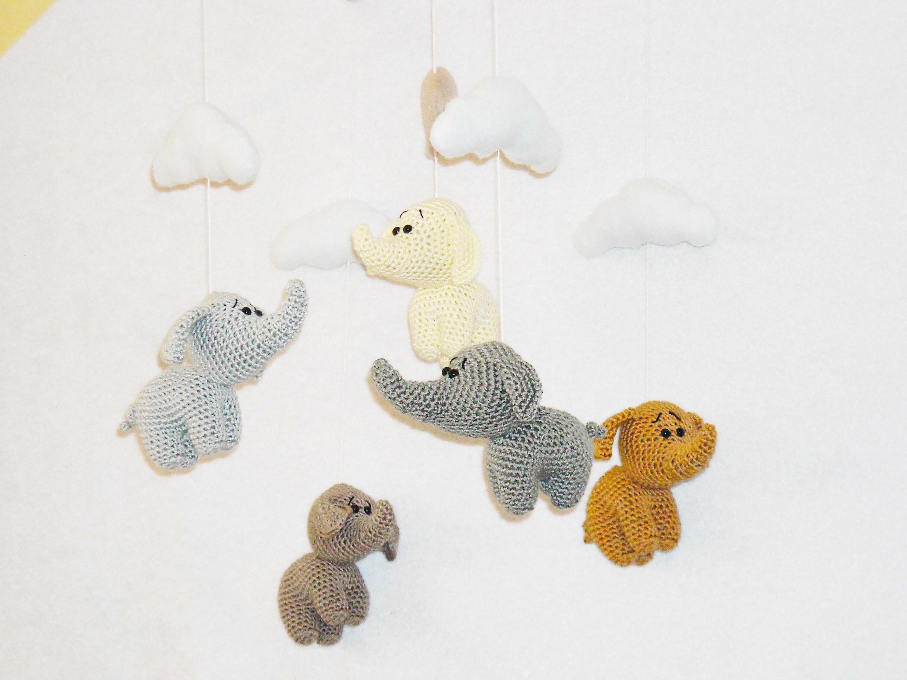 crochet elephant mobile