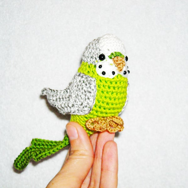 crochet parrot personalized amigurumi budgerigar bird gift stuffed parrot nursery decor baby room parakeet little toy tropical bird