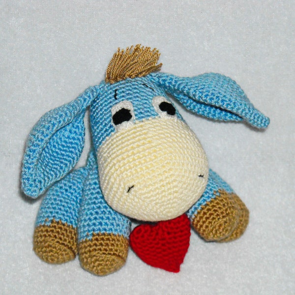Gift for her burro amigurumi burro crochet Stuffed donkey plush Knitted donkey burro toy  farm animal burro baby room decor baby shower gift