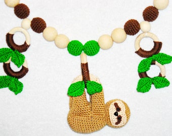 Chaîne pour poussette sloth cadeau personnalisé crochet bébé mobile suspendu jouets pram guirlande chaîne poussette pram jouet montessori mobile