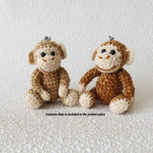 Mini pluche zachte aap gehaakt amigurumi aap speelgoed sleutelhanger bedel kawaii aap sleutelhanger gehaakte rits trekcharm aap gevuld cadeau