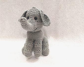 Elephant toy crochet amigurumi elephant handmade gray stuffed soft animal toy for newborn gift plush baby shower gift